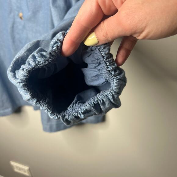 June + Vie by Roaman's Women's Plus Size Puff Sleeve Chambray Jacket Top Size 1X - Picture 7 of 11